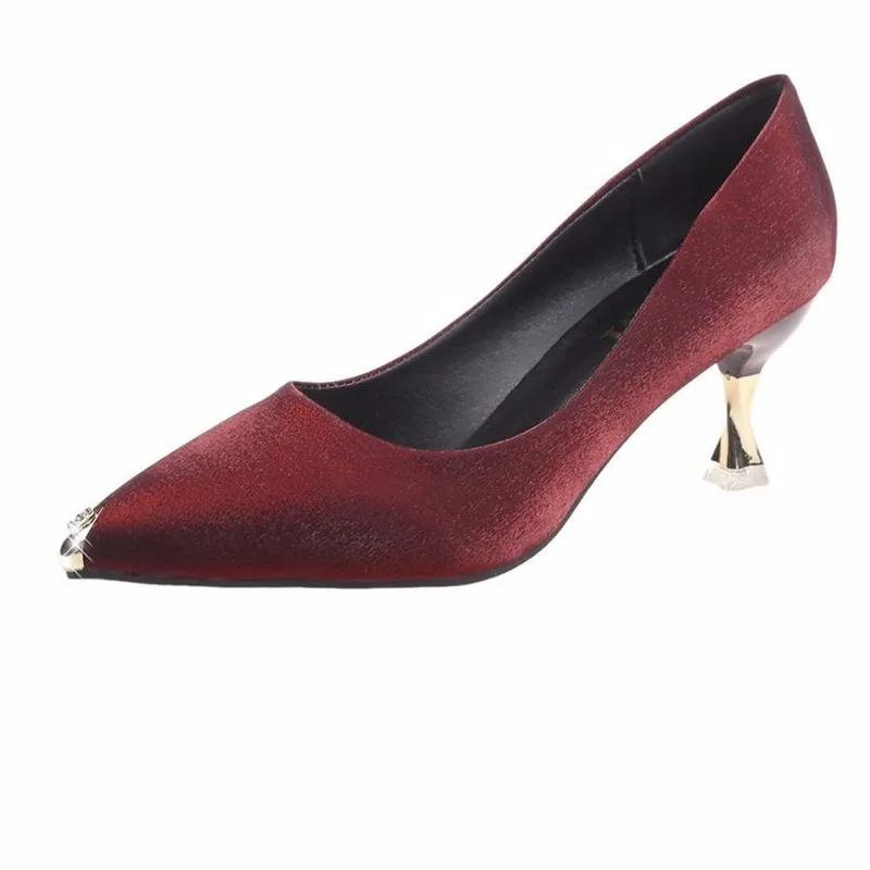 

Pointed Toe Dress Shoes OL Office Lady Shoes Faux Suede High Heels Woman Shoes Metal Buckle Bling Basic Pumps Women Boat Shoes