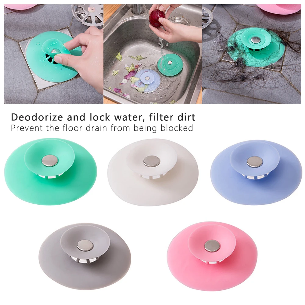 

2Pack Silica Gel Bath Tub Sink Floor Drain Plug Kitchen Laundry Water Stopper Tool Bathroom Bathtub Drain Press Plug 10cm