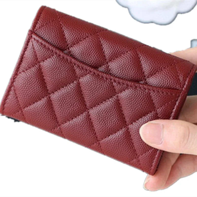 Women's Wallet 2021 New Female High-Quality Texture Rhombic Fashion Simple First Layer Cowhide Short Coin Wallet
