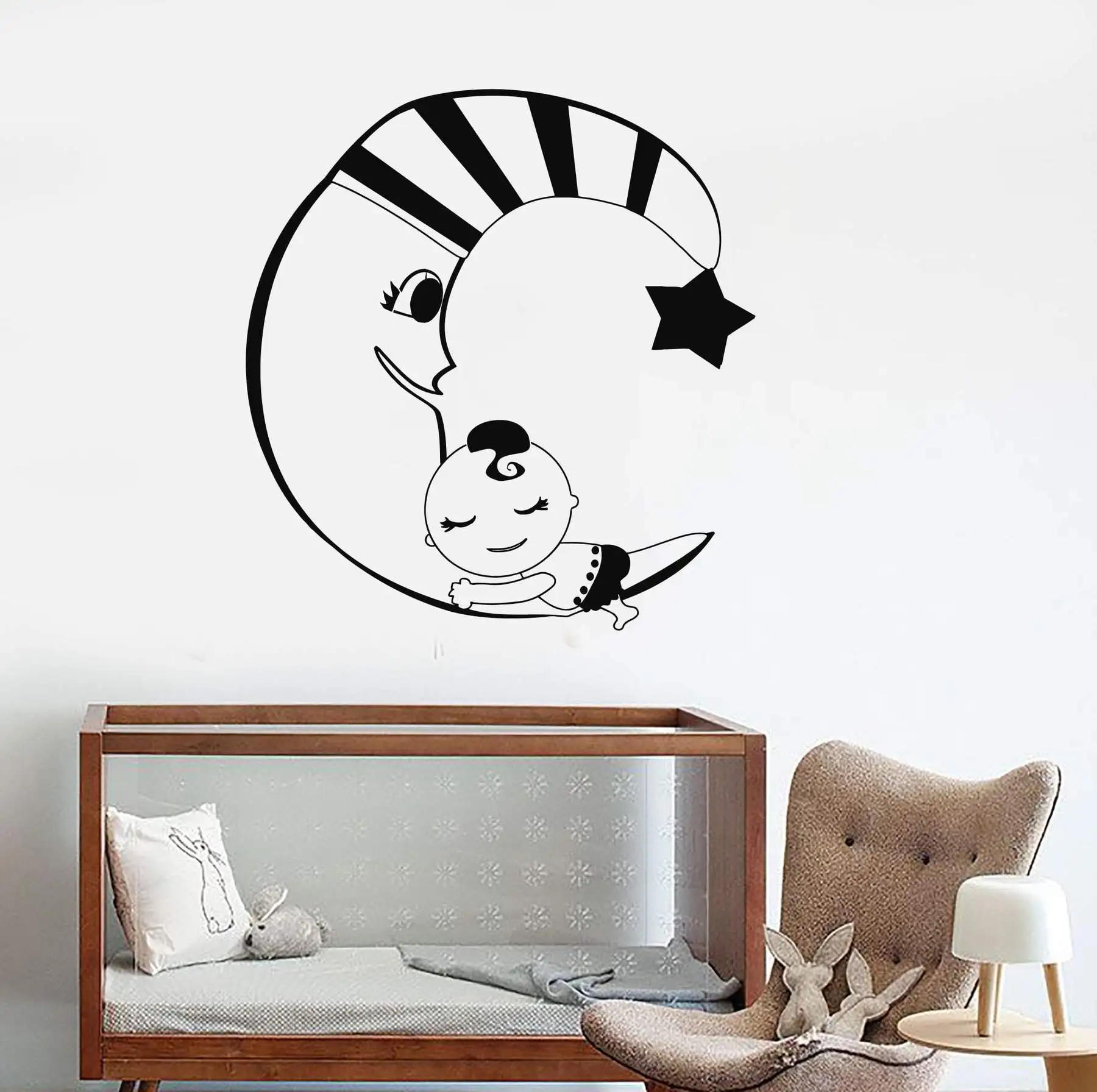 

Vinyl wall decals moon stars baby room dream bedroom children room decoration stickers unique gifts ET03