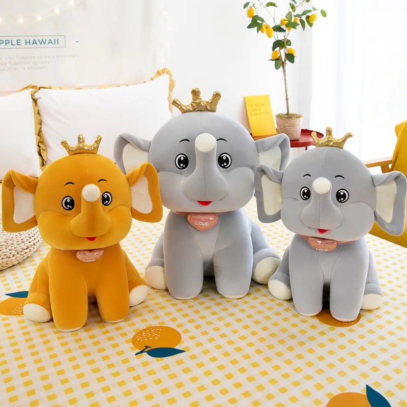 

2021 Crown Elephant Doll Plush Toys Girls Heart Bed Accompanying Sleeping Pillow Children Stuffed Dolls Ragdoll Wholesale Hot