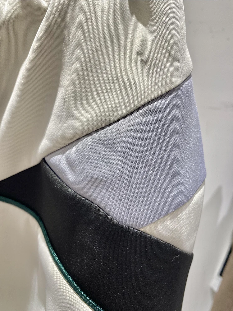 

Lace up elastic waist hit color sports and leisure fake two-piece culottes ladies autumn new styles buckle feet split zippers