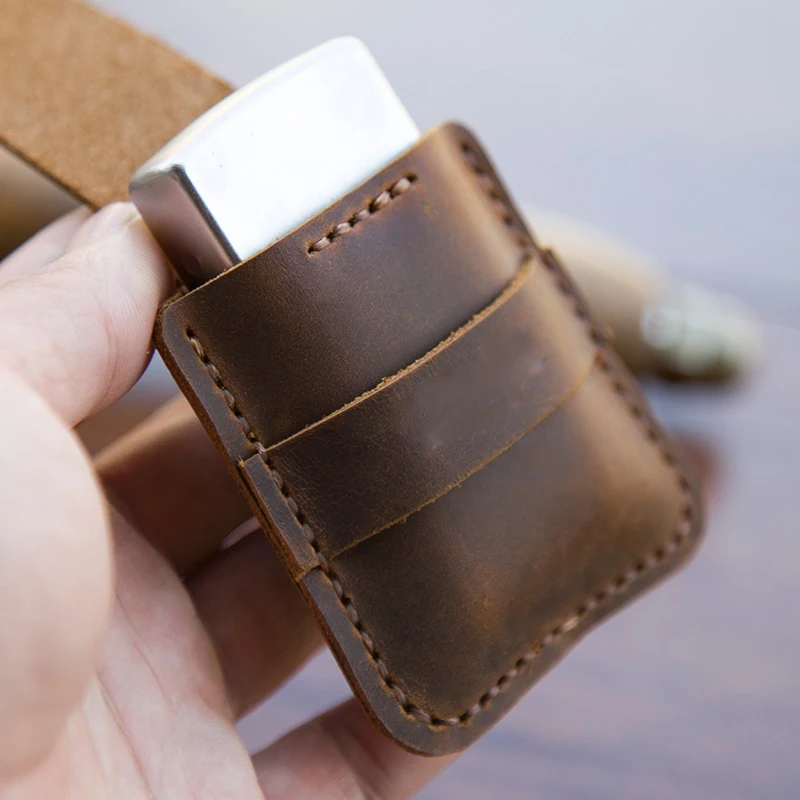 Чехол из воловьей кожи для зажигалки мужской Карманный чехол обычной плоской