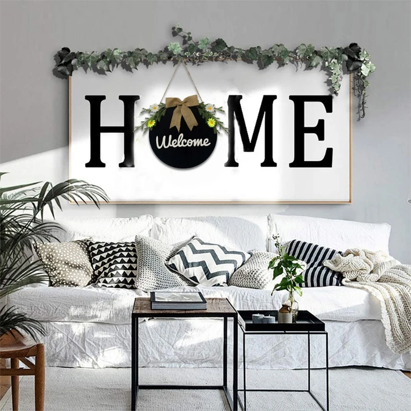 

Wel come Sign for front Door Wooden Hanging Sign Daisy and Lavender SpringSummer