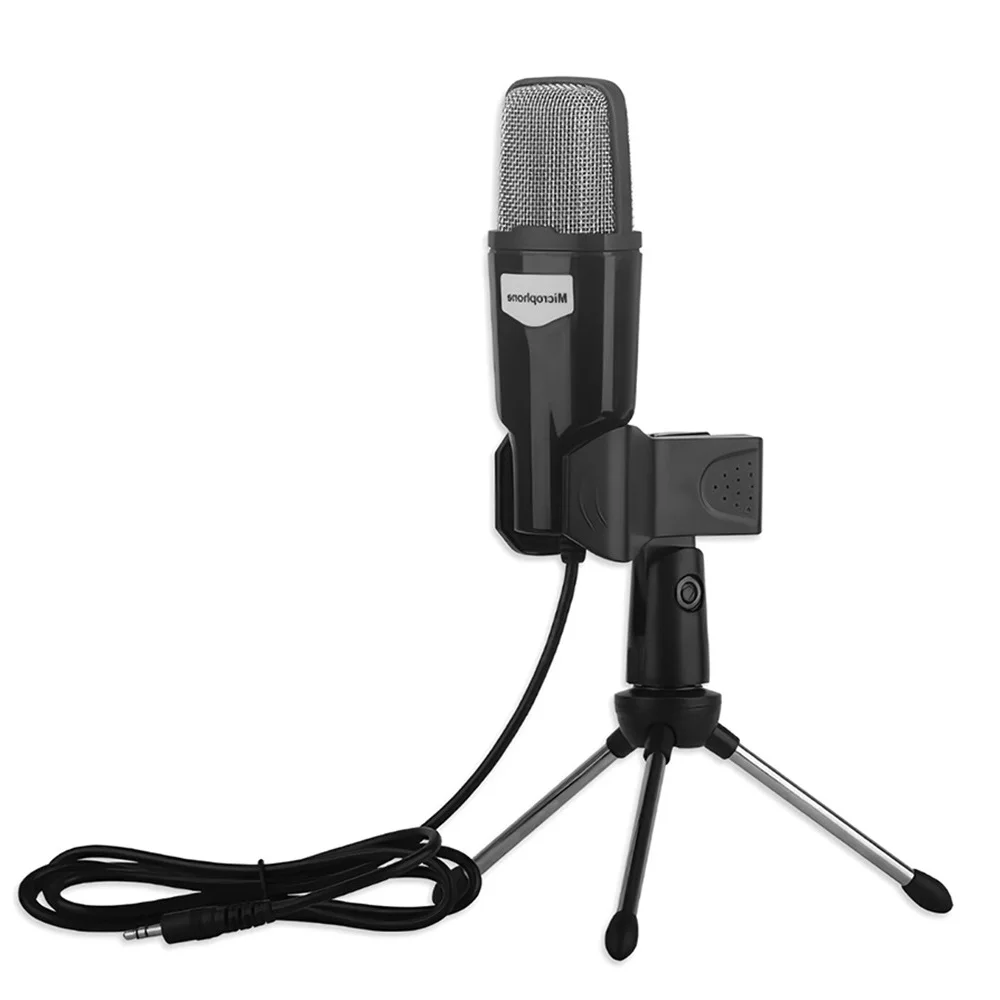 

Микрофон конденсаторный микрофон с подставкой штатив 3,5 мм проводной Студийный микрофон для вокала Запись Mic КТВ караоке компьютера