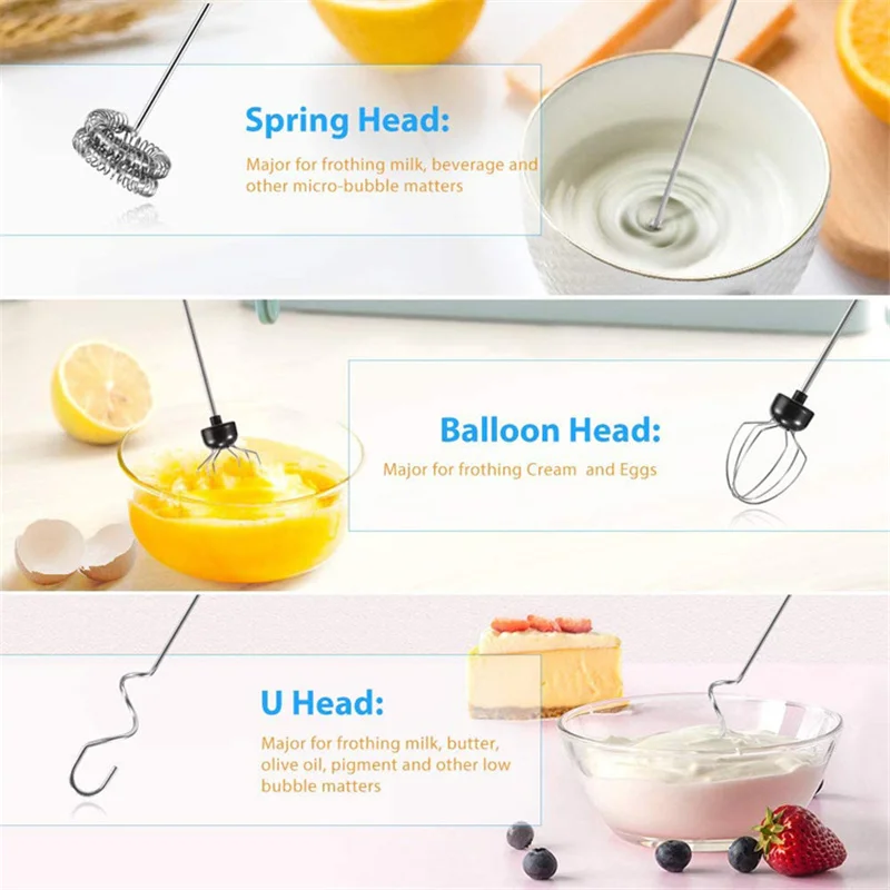 

Handheld Electric Mixer Blender Milk Frother Coffee Cappuccino Mixer Tools USB Recharge Stainless Bubble Maker Whisk Portable