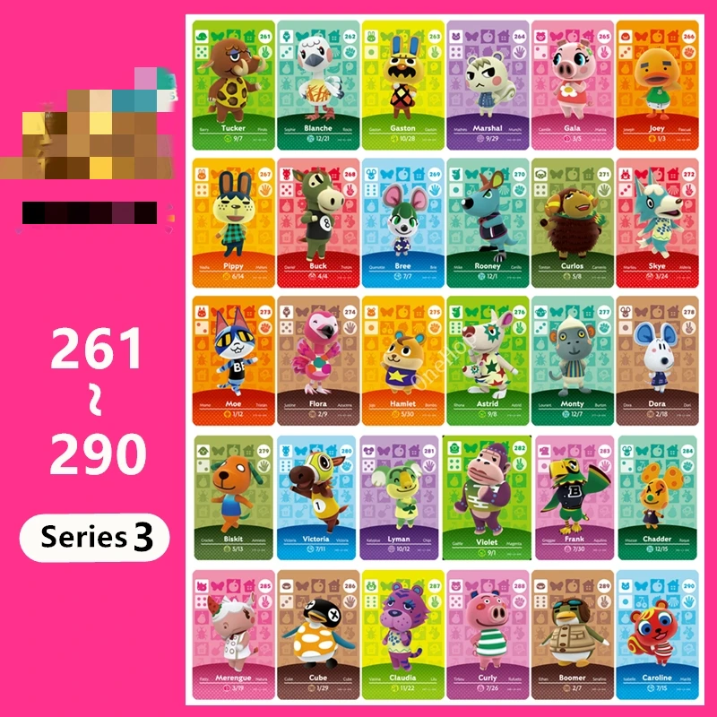 

Animal Croxxing 261~290 Series 3 Animal Card Amxxbo NFC Card Tag Ntag215 NS 3DS Games Villager Hot