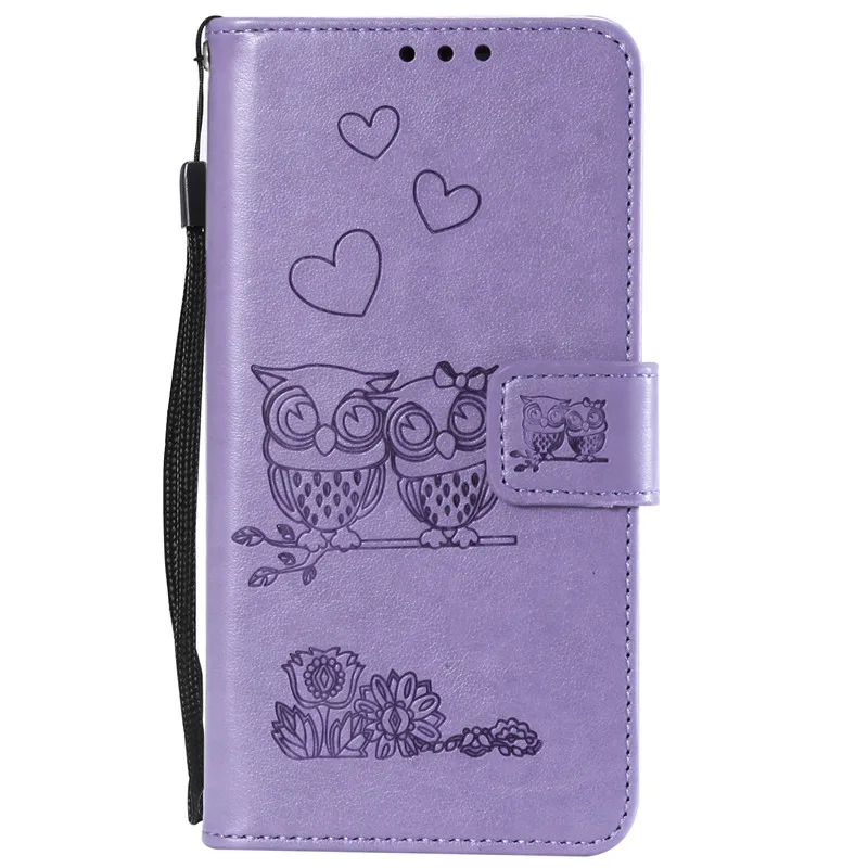 Purple Zeallion для самсунга Galaxy A6 A8 A7 A9 M10 M20 M30 Примечание 3 8 10 4 тиснение кожаный чехол для телефона с изображением совы противоударный чехол с откидной крышкой-подставкой - Цвет: Purple