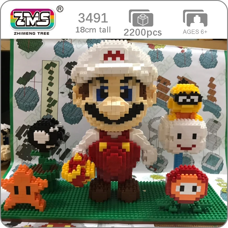 ZMS 3491 Игра Супер Марио Огненный цветок звезда 3D модель DIY алмазные мини
