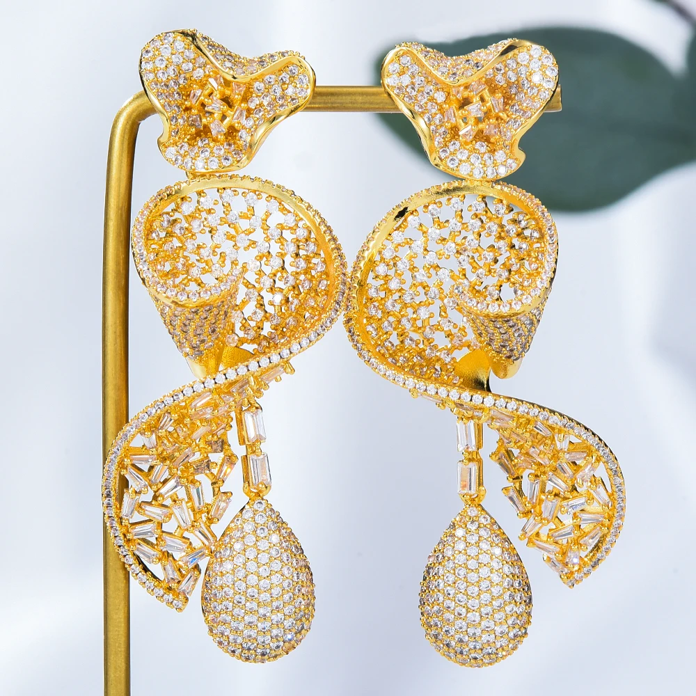 

GODKI 70mm Trendy Flowers African Drop Earrings For Women Wedding Party Indian Dubai Bridal Jewelry boucle d'oreille femme Gift