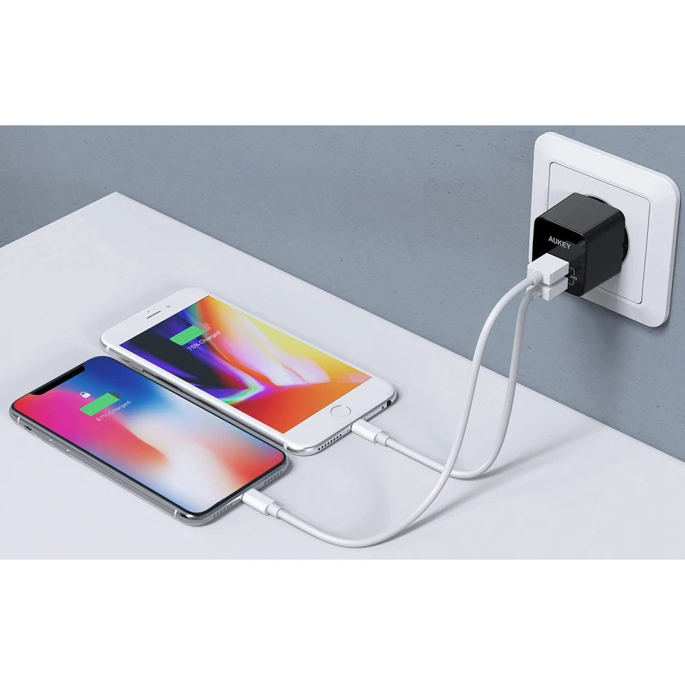Зарядное устройство Aukey Universal Dual Port AiPower Mini Portable Travel Charger 12W PA-U32 |