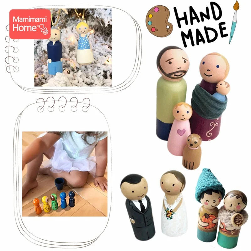 

Mamihome 65mm 55mm 43mm 30PCS Peg Dolls Toys Painted Unfinished Wooden DIY Crafts Block Toys Wooden Blank Children'S Goods Toys