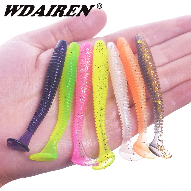 10pcs/Lot Impact Ring Shad Fishing Soft Lure 50mm 70mm Worm Swimbait Jigging Wobblers Plastics Artificial Baits Pesca Tackle