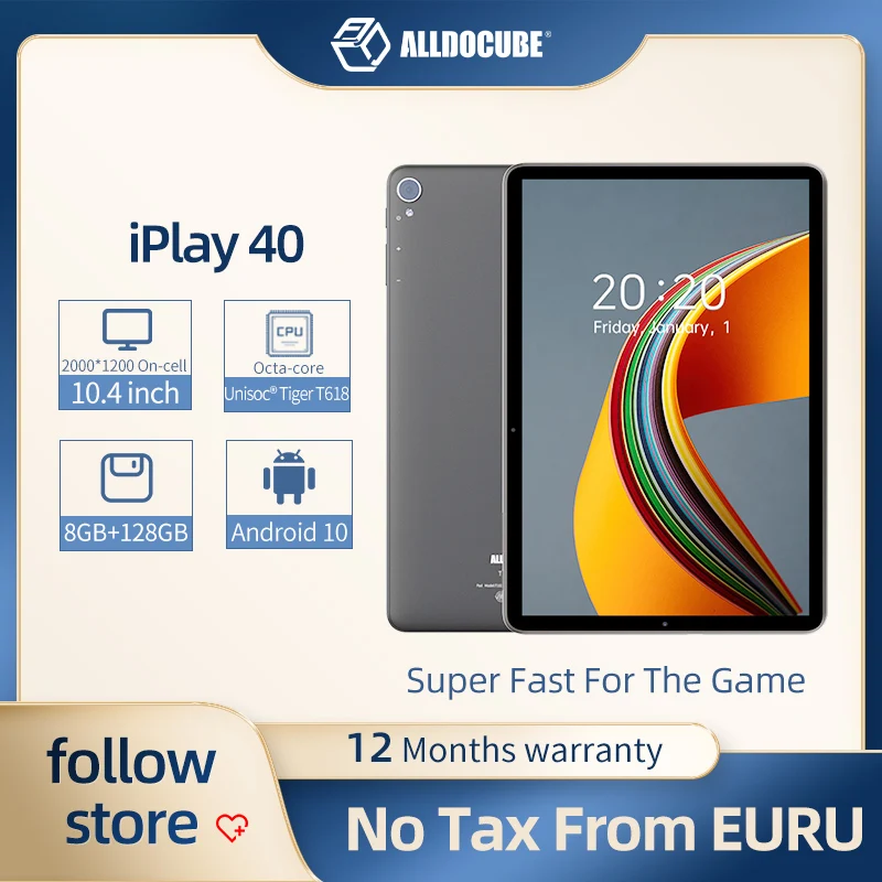 ALLDOCUBE iPlay 40 планшет 10 4 дюйма 8 ГБ ОЗУ 128 Гб ПЗУ Android 0 две sim карты 2000*1200 IPS Unisoc T618 6000 мАч