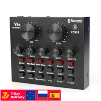 professional recording mixer v8 sound card with bluetooth audio interface mixing console studio phantom power for pc microphone