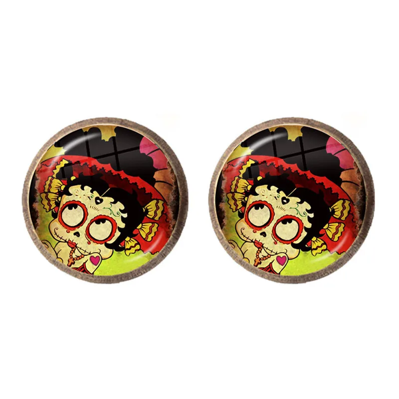 Kali Betty Boop Deadey серьги гвоздики для женщин в этническом стиле Череп готическом с