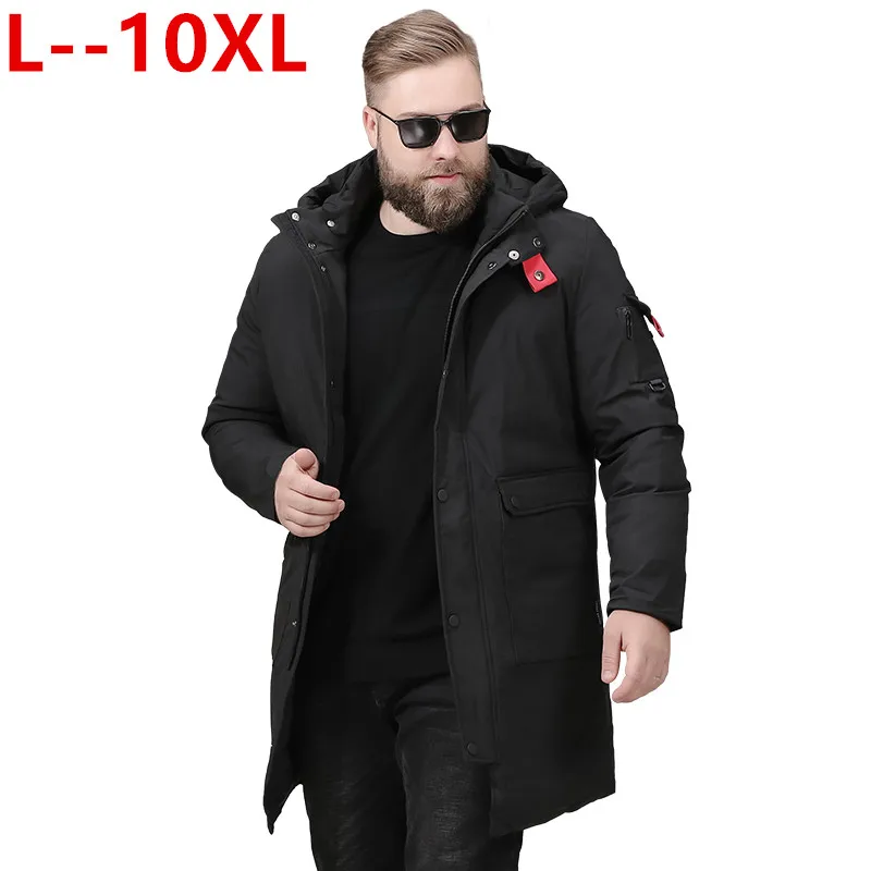 Зимнее мужское длинное пальто 10XL 8XL 6XL модные плотные теплые приталенные