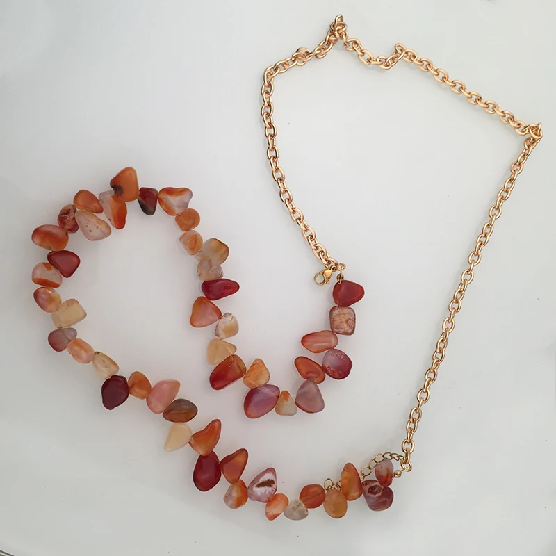 bohemian boho Vintage natural crystal stone beads Statement Gold Color Choker Metal Long Chain Necklace for Women Jewelry Gifts | Украшения