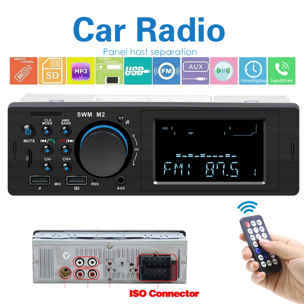 

Автомобильный MP3-плеер KEBIDU 12 в 1 Din 60 Вт FM-радио TF USB стерео Bluetooth дистанционное управление телефонное зарядное устройство аудио радио модуль м...
