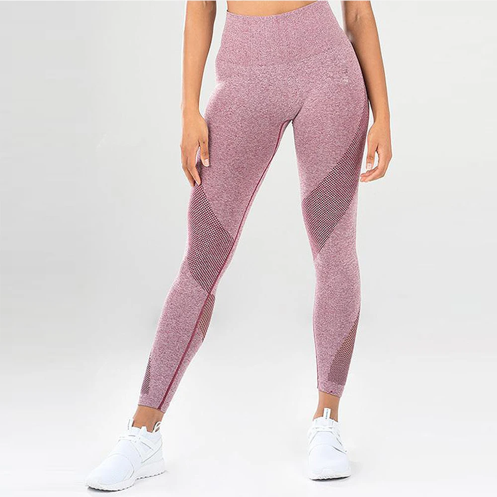 Женские Бесшовные Леггинсы с высокой талией спортивные эффектом пуш-ап для