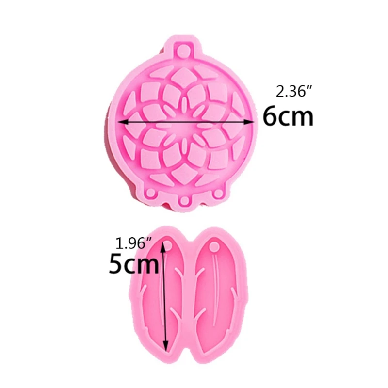 

J60E 5 Pcs Dream Catcher Feather Keychain Epoxy Resin Mold Car Pendant Decoration Silicone Mould DIY Crafts Jewelry Mold