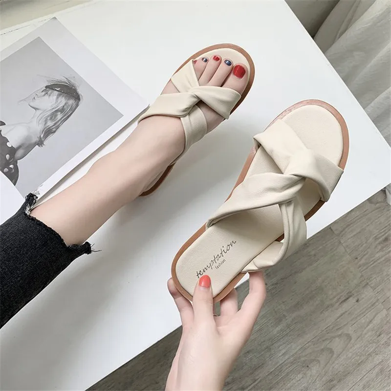 

Сланцы женские с круглым носком, пляжные шлепанцы, однотонные сандалии, повседневная обувь для улицы, шлепанцы, зеленые желтые цвета, лето