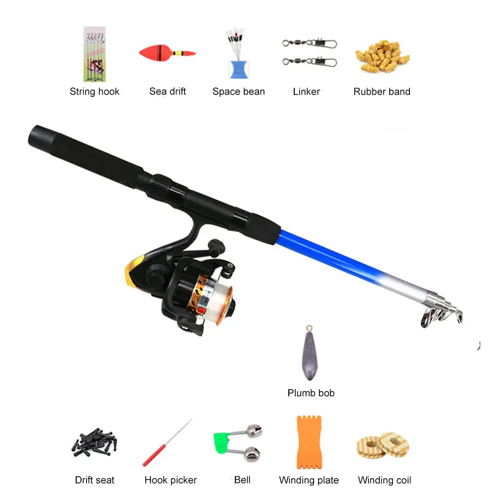 

Hot Fishing Rod Pole Reel Wheel Hook Kit Portable Tackle Accessories Telescopic for Sea MVI-ing