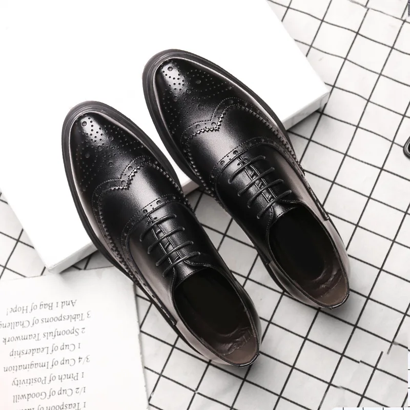 

2021 Spring Men's Leather Shoes Formal Wear Business British Bullock Men's Shoes Single Shoes Lace-up Shoes