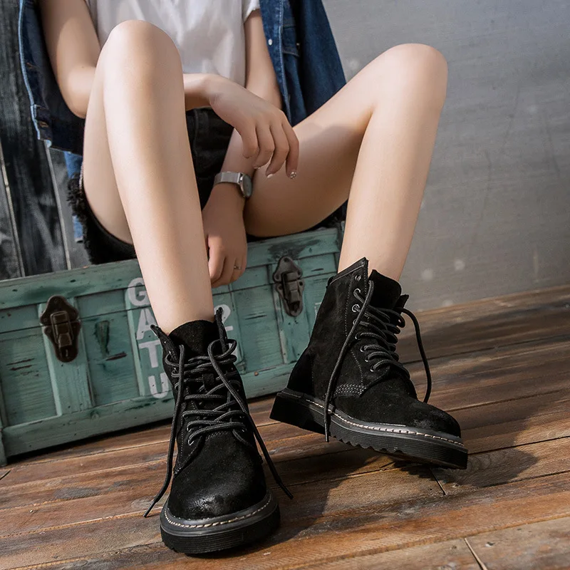 Женские ботинки Мартинс на платформе женские кожаные шерстяные теплые зимние