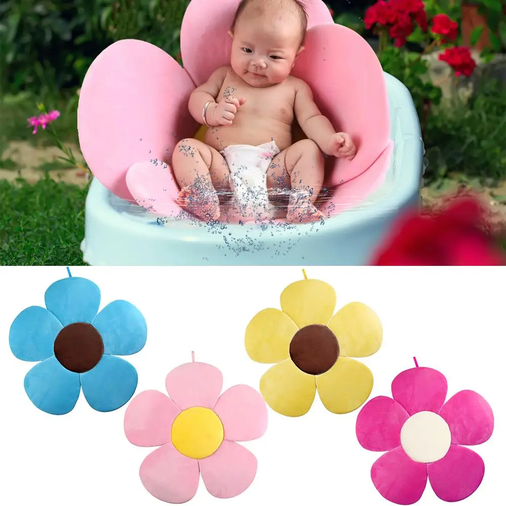 

Baby Shower Bath Tub Pad Non-Slip Bathtub Seat Support Mat Newborn Safety Security Bath Support Cushion Foldable Soft Pillow