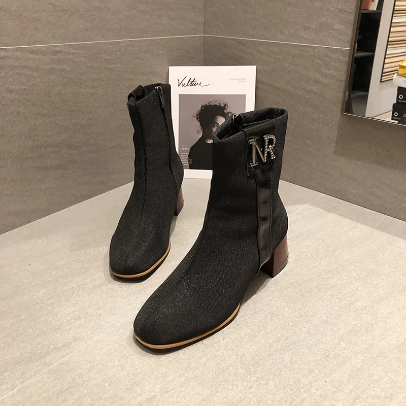 Роскошные дизайнерские ботинки со стразами и надписью шикарные женские