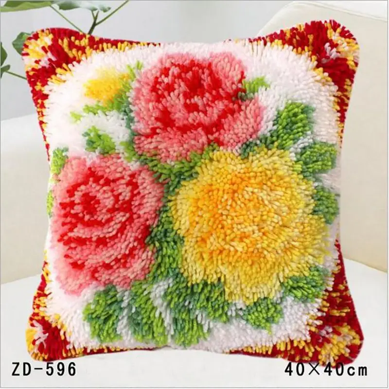 

Latch Hook Throw Pillows Handwerken Knooppakket Embroidery Pillow Flower Knitting Needlework Crochet Hook Embroidery Pillowcase