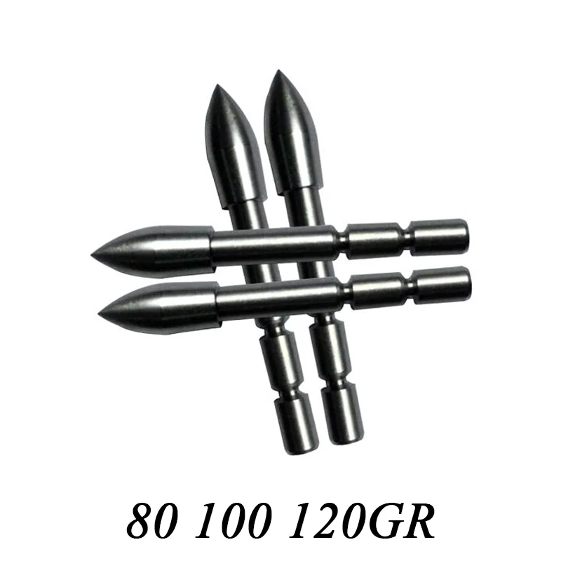 12 шт. в упаковке для стрельбы из лука советы точечного 80/100/120gr ID4.2MM OD5.4 6.2MM