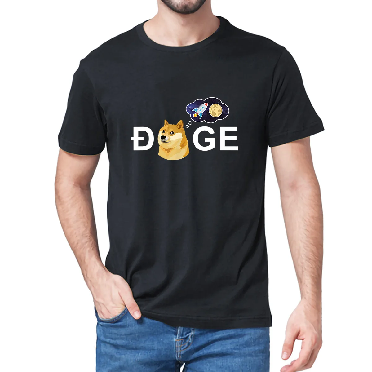 

Dogecoin Doge HODL To the Moon Crypto Meme Summe Men's 100% Cotton Novelty T-Shirt Unisex Humor Funny Women Soft Tee Streetwear