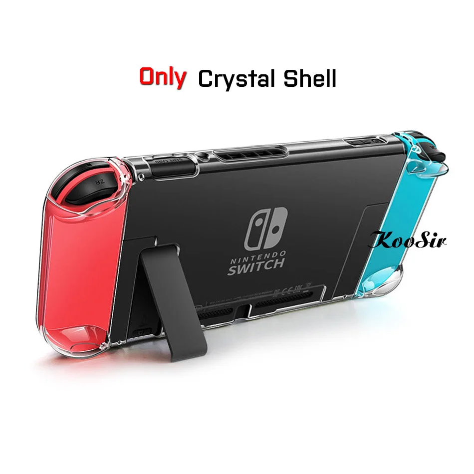 Only Crystal Shell 5 в 1 Набор аксессуаров для переключателей: чехол с кристаллами и Защитное стекло для экрана и колпачки для джойстика - Цвет: Only Crystal Shell