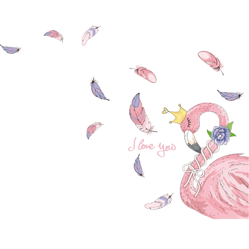 [SHIJUEHEZI] наклейки на стену с изображением животных фламинго Сделай Сам перья