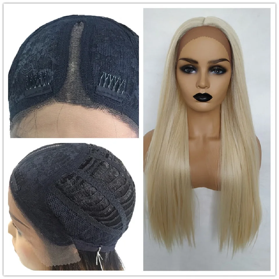 EASIHAIR длинные шелковистые прямые коричневые светлые кружевные передние парики с детскими волосами высокая плотность термостойкие синтетические парики для женщин
