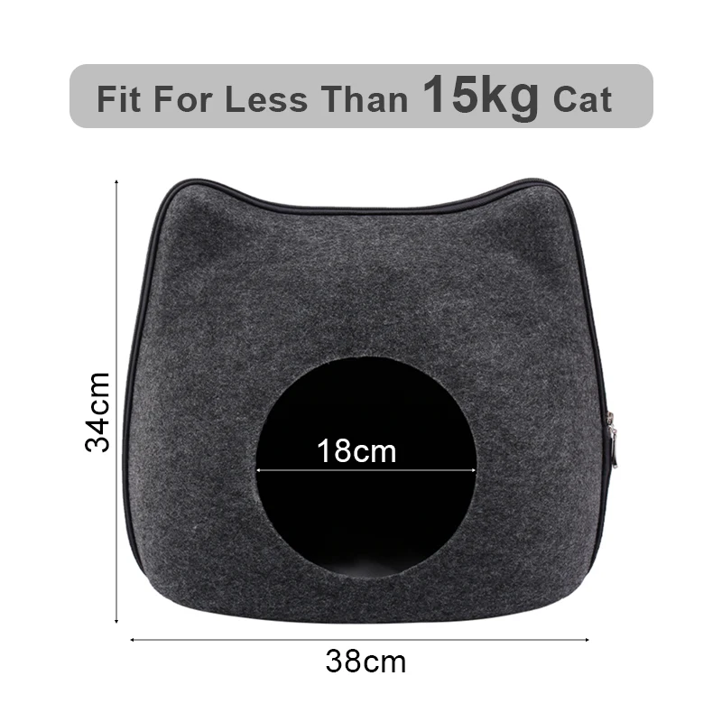1 For 15KG Cat Gray Кровать для кошек, спальный мешок на молнии, войлочная ткань для кошачьего домика, корзина для кошек, мешки для животных, кровати, гнездо, подушка, товары для домашних животных - Цвет: 1 For 15KG Cat Gray
