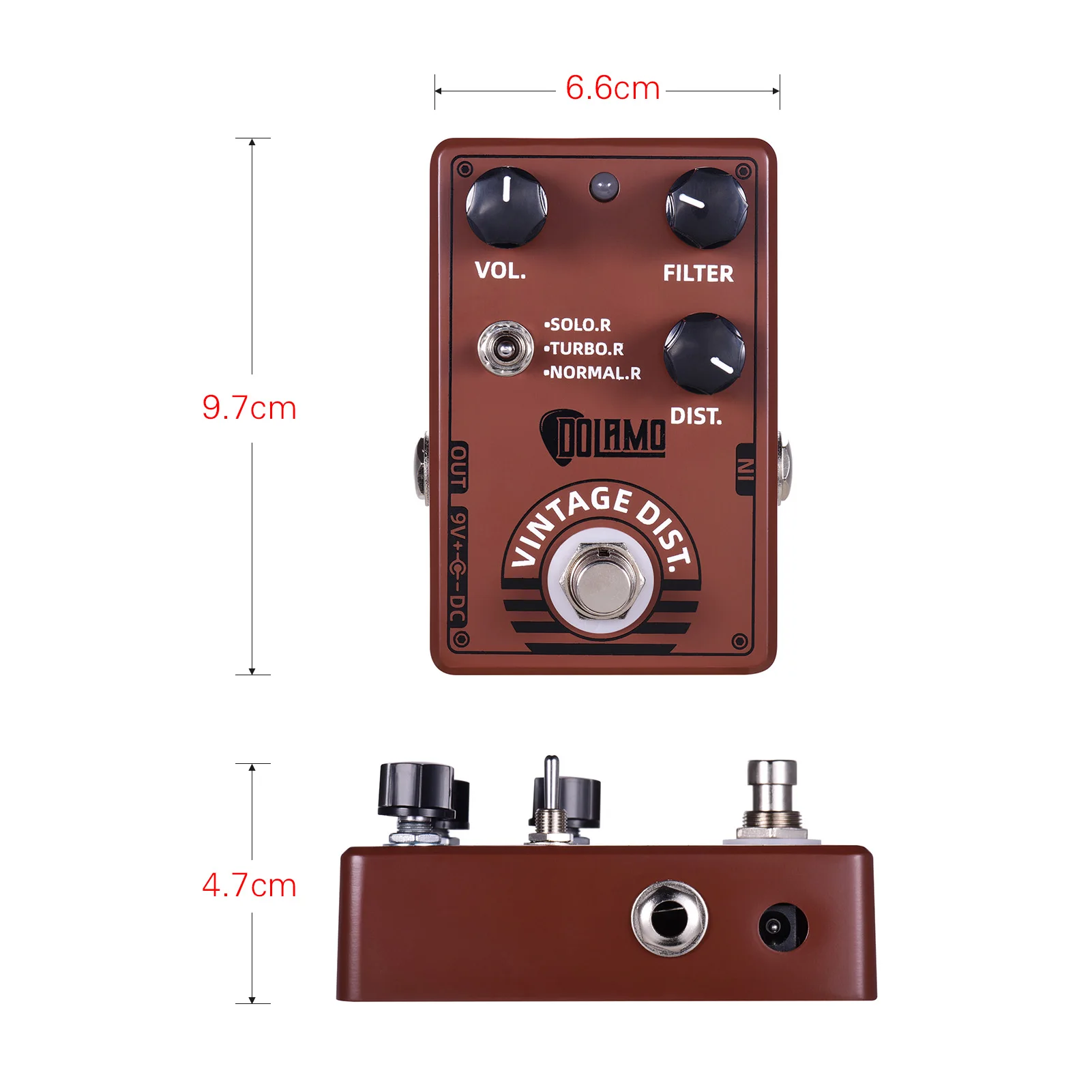 

Dolamo D-11 Vintage Distortion Guitar Effect Pedal with Volume Filter Distortion Controls True Bypass Design for Electric Guitar