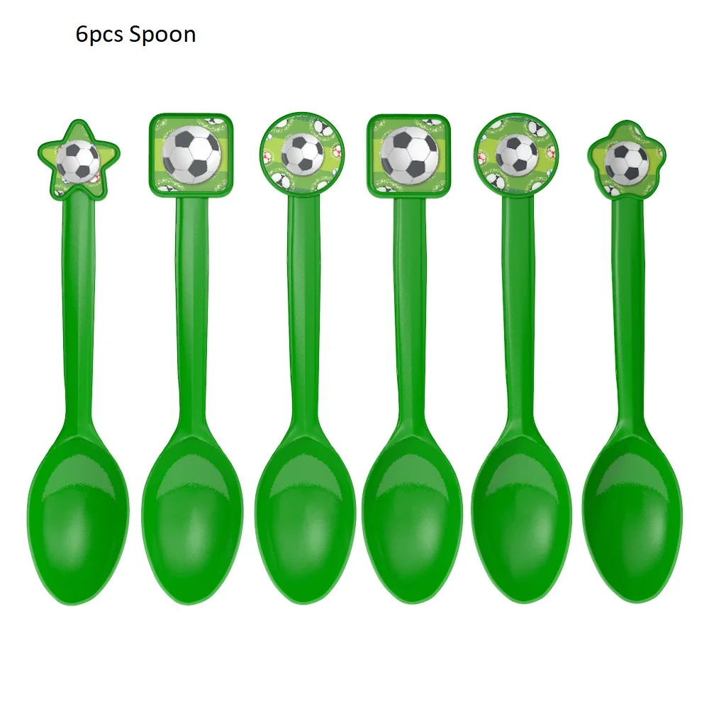 6pcs Spoons Футбол вечерние посуда Бумага пластины салфетки под чашки скатерть баннер счастливый день рождения, мероприятие, вечеринка принадлежности для мальчиков Festa - Цвет: 6pcs Spoons