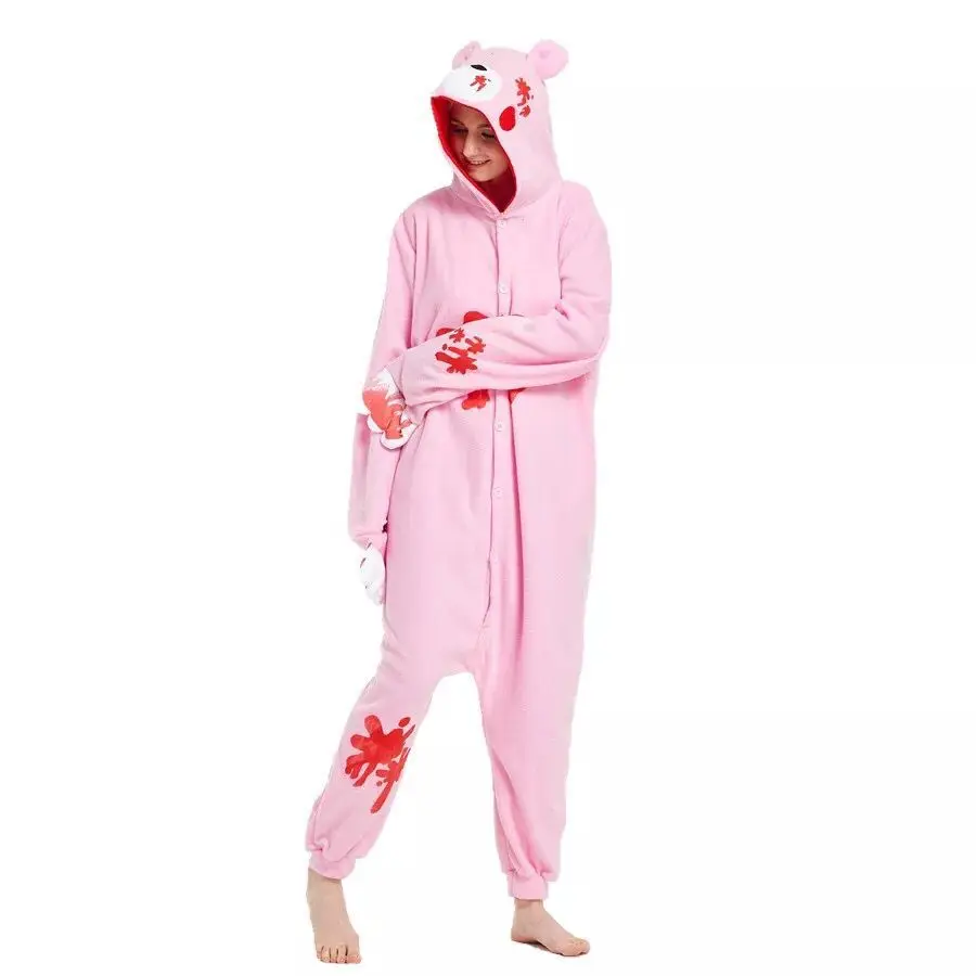 Кигуруми для взрослых розовый хмурый медведь комбинезоны мультфильм пижамы