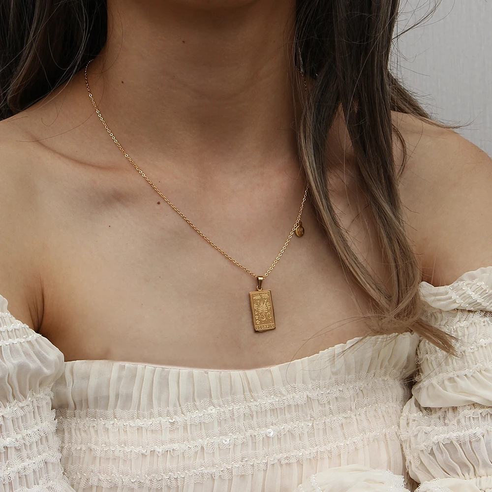 Новинка 2021 позолоченная гипоаллергенная индивидуальная квадратная подвеска с