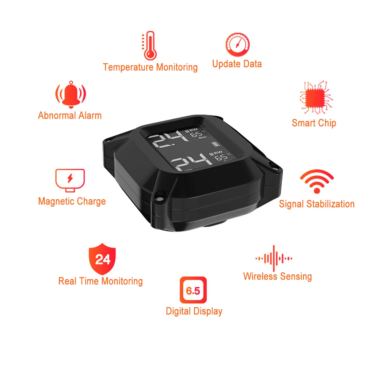 

1100mAh TPMS Motorcycle Real Time Tire Pressure Monitoring System Wireless LCD Display External Sensor Solar USB Charge