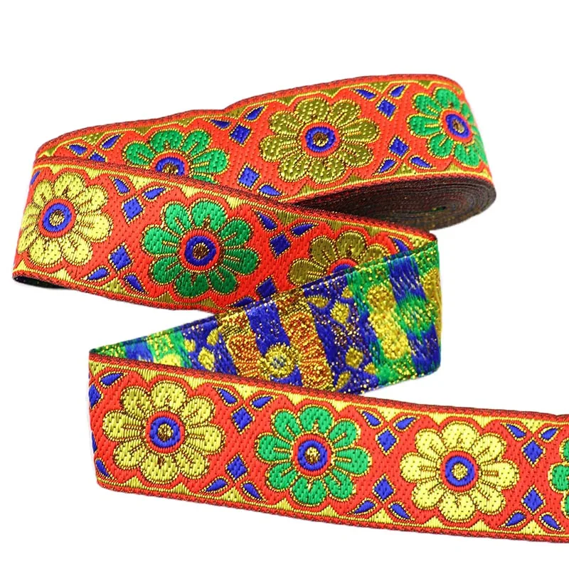 7 ярдов 3 см вышитые жаккардовые ленты с цветочным узором тканая кружевная
