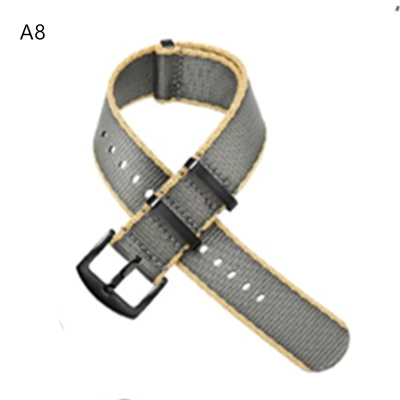 A8black Clasp Нейлоновый ремешок для наручных часов Nato военный французский парашют сумка эластичный мужской нейлоновый ремешок для часов 20 22 мм для кварцевых механических часов - Цвет ремешка: A8black Clasp