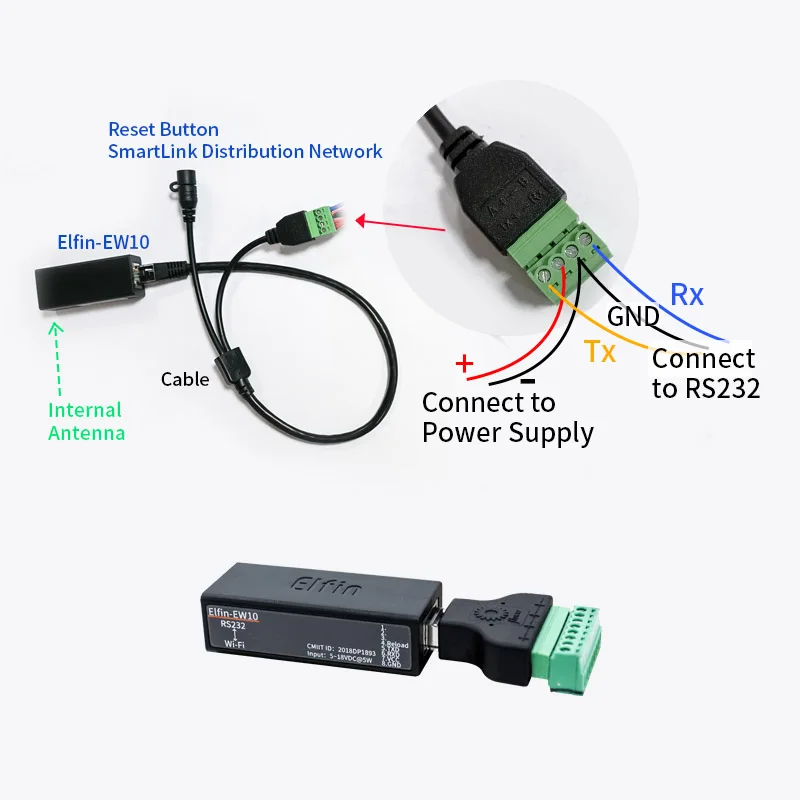 Самые маленькие беспроводные сетевые устройства Elfin-EW10 Modbus TPC IP Функция RJ45 RS232 для