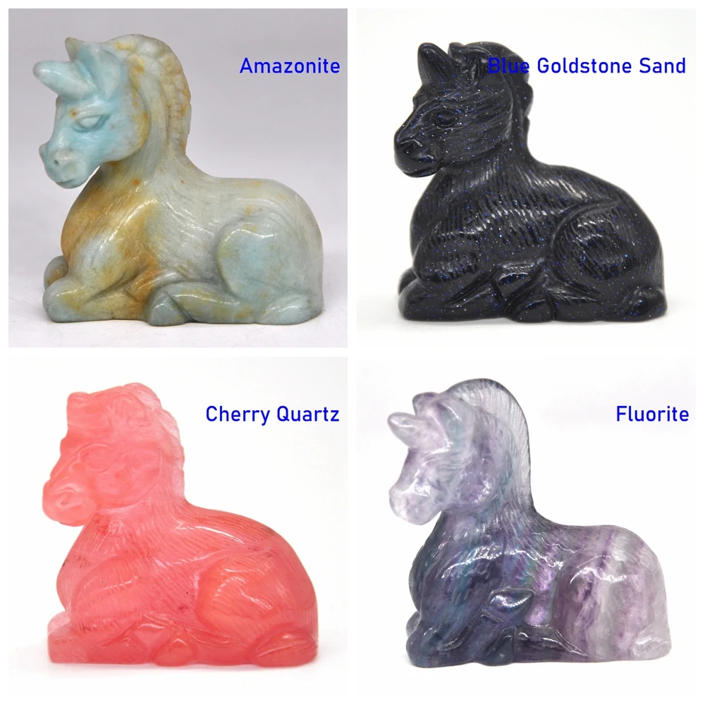 Статуя единорога натуральные камни резное украшение для комнаты исцеляющий