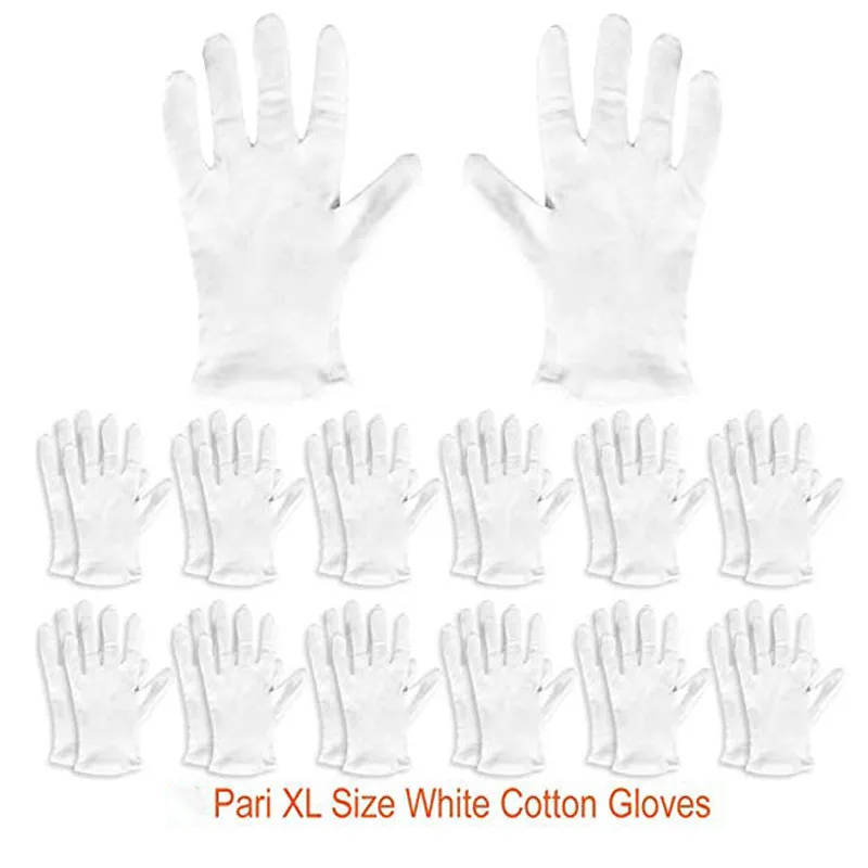 Пары S-XL белые хлопковые перчатки для сухого увлажнения рук Косметика Eczema Hand Spa и проверка ювелирных изделий для монет