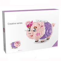 hot creative classical figures cartoon piggy bank angel pig pink mini micro diamond building blocks model bricks toys child gift