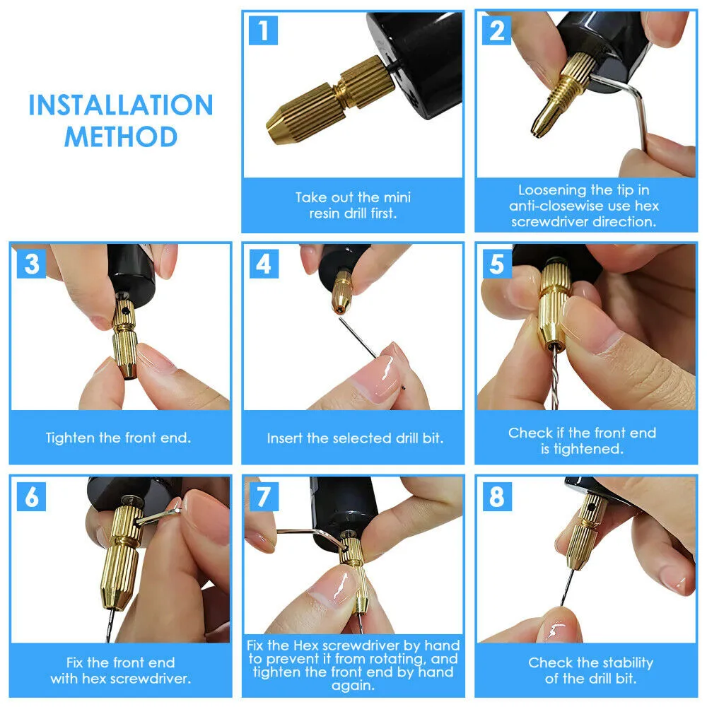 

2021 New Portable Small Micro USB Drill + 3pc Bits High Quality Hot Sale